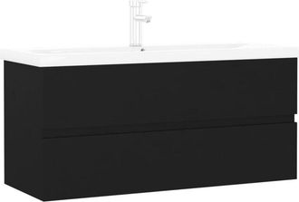 vidaXL Vidaxl - Sink Cabinet with Built-in Basin Black Engineered Wood