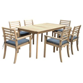 Happy Garden Conjunto de muebles de jard&iacute;n Acacia 6 plazas con cojines grises