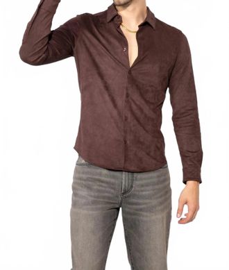 Monfrere Cooper Butter Classic Shirt In Suede Espresso