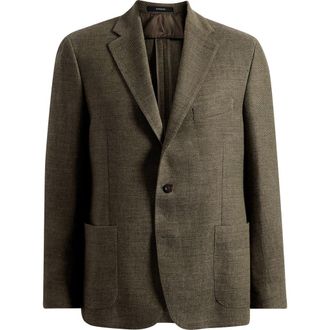 Vince Icon Relaxed Fit Green M&eacute;lange Cotton & Linen Sport Coat at Nordstrom, Size 42 Short