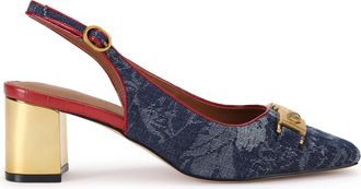 Kurt Geiger Womens Denim Kingsley Block Sling Heels - Blue - Size UK 3