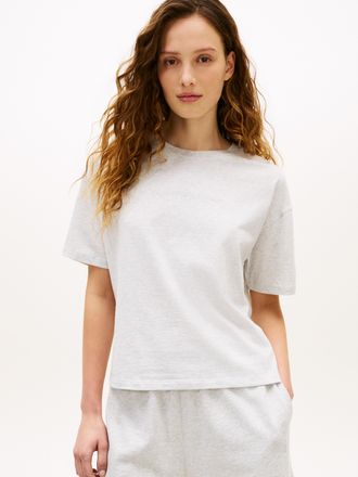 Tommy Hilfiger T-Shirt, Damen, Gr. XL (42/44), warm ice grau heather, Web, Obermaterial: 100% Baumwolle, TOMMY HILFIGER UNDERWEAR, meliert, regular fit normal, Rundh