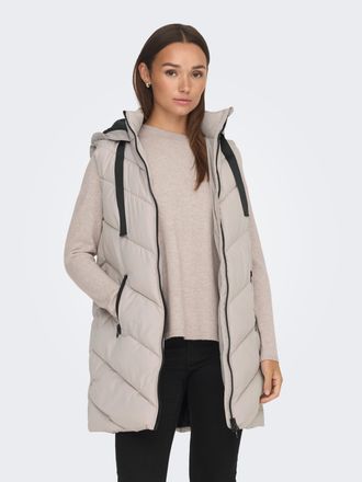 Jacqueline de Yong Steppweste JDY JDYSKYLAR LIFE HOOD WAISTCOAT OTW NOOS, Damen, Gr. XXL, grau (chateau gray detail:schwarz), Steppware, Obermaterial: 100% Polyester, un