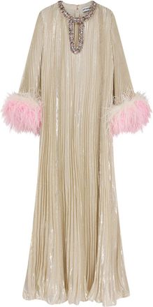 Self Portrait Silk And Metallic Fibre Long Dress-Donna