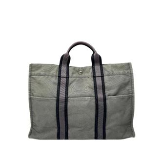Herm&egrave;s Pre-owned Tote Bags, female, Gray, Size: ONE SIZE Pre-owned Canvas Tote Bag
