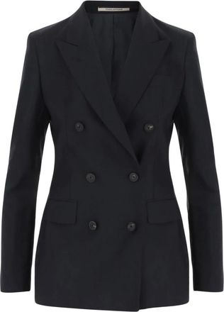 Tagliatore Jassen, Dames, Zwart, S, Stretch Wool Double-breasted Jacket