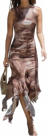 Blue Blush Mia Mesh Ruffle Maxi Dress In Multi