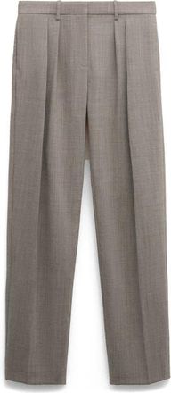 Mango Pleated Wool Wide Leg Pants in Grey at Nordstrom, Size 10