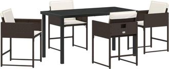 vidaXL Garden Dining Set with Cushion Folding 5 pcs Brown Poly rattan Vidaxl