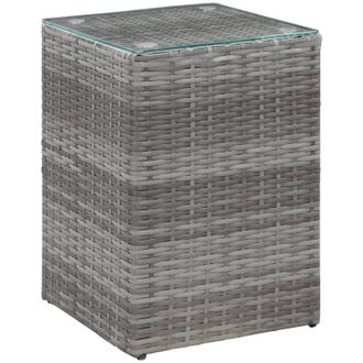 vidaXL Mesa Auxiliar Superficie Vidrio Rat&aacute;n Sint. Gris 35x35x52 Cm Vidaxl