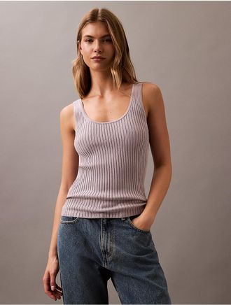 Calvin Klein Jeans Calvin Klein Womens Smooth Cotton Rib Sweater Tank Top - Grey - XL