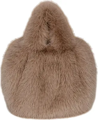 Generic Autumn and winter imitation fox plush bag versatile one-shoulder crossbody handbag(dark brown,32 * 36 * 16cm)