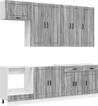 vidaXL Unidad De Cocina Porto 8 Uds. Sonoma Gris Madera De Ingenier&iacute;a Vidaxl