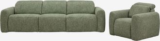 Sklum Conjunto De Sal&oacute;n Con Sof&aacute; De 3 Plazas Reclinable Y El&eacute;ctrico Y Sill&oacute;n Tapizado Peggy Sklum