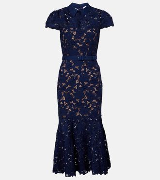 Self Portrait Belted lace midi dress