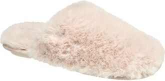 Nine West Faux Fur Closed Scuff Slipper in Egg Shell at Nordstrom, Size Medium