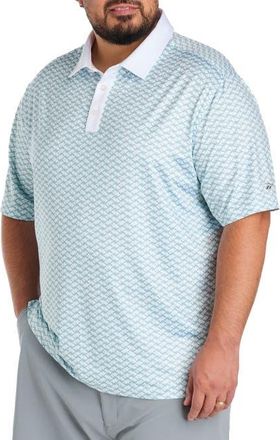 Reebok Big & Tall Contrast-Placket Diamond Printed Polo Shirt in Tranquil Teal at Nordstrom, Size Xx-Large