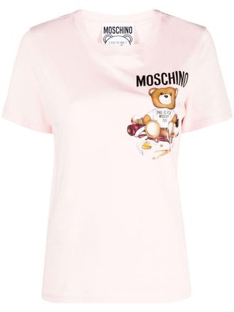 Moschino T-shirt met teddybeerprint - Roze