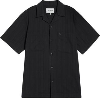 Carhartt Work in Progress Gareth Cotton Seersucker Camp Shirt in Black at Nordstrom, Size X-Large