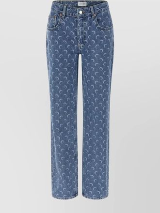 Marine Serre denim moon laser mid-rise straight-leg jeans
