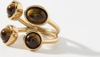 Simons Womens Amber stone double-hoop open ring