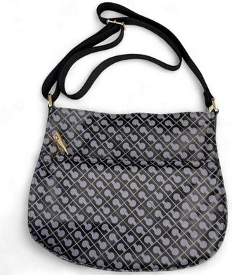 Gherardini Grey Curved Geometric Pattern Crossbody Satchel