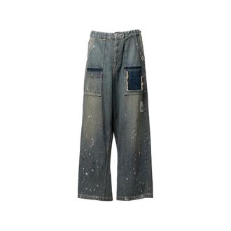 Miharayasuhiro Wide Trousers, male, Blue, Size: XL Patchwork Wide Trousers