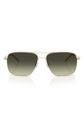 Oliver Peoples Clifton 58mm Gradient Rectangular Sunglasses in Gold /G-15 Gradient at Nordstrom