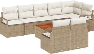 vidaXL Vidaxl - Garden Sofa Set 9 pcs Beige, white