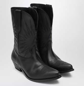 Golden Goose Wish Star Low Black Leather Boots