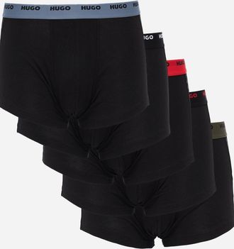 HUGO BOSS Mens HUGO 5-Pack Mens Stretch-Cotton Trunks with Logo Waistbands - Open Miscellaneous 963 - Black/Black - Size: 37/36/32