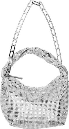 Stine Goya Zilveren Mini Hobo Tas met Gedraaid Handvat - Dames - Handtassen - Grijs - ONE Size - Tassen