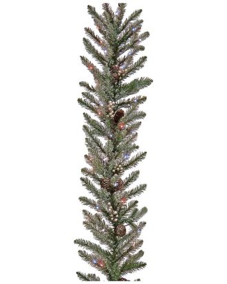 National Tree Company 9Ft Snowy Morgan Spruce Garland With Twinkly Led Lights