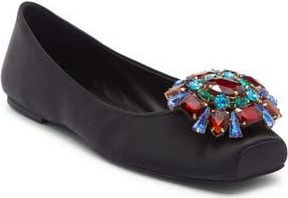 Jeffrey Campbell Ornate Flat in Black Satin Multi at Nordstrom Rack, Size 7.5