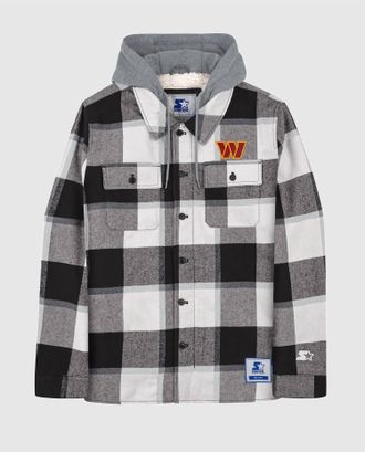 Starter Mens Washington Commanders The Big Joe Sherpa Lined Plaid Jacket In Black
