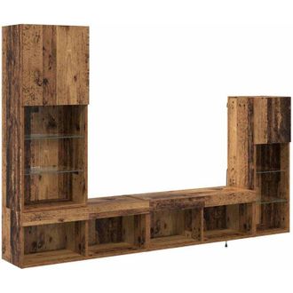 vidaXL TV Wall Units Wall-mounted 4 pcs Old Wood Engineered Wood vidaXL