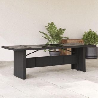 vidaXL vidaXL Tavolo da Giardino Piano in Vetro Nero 240x90x75 cm Polyrattan