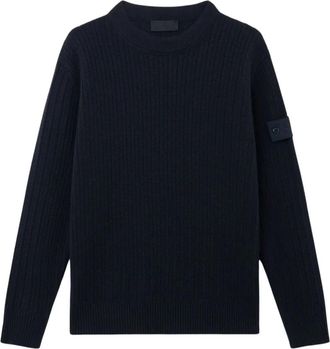 Stone Island Wool Cashmere Ghost Crewneck - - Knitwear - Uomo - Blu - XL