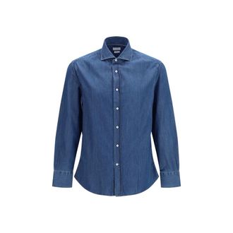 Brunello Cucinelli Blue Denim Mens Shirt