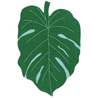 Lorena Canals Alfombra de algod&oacute;n verde con forma de hoja 120 x 160