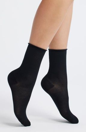 Casa Clara Love Rivi Cotton Blend Pointelle Crew Socks in Black at Nordstrom