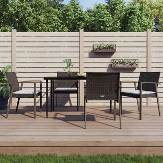 vidaXL Vidaxl - Juego Comedor Jard&iacute;n 5 Piezas Y Cojines Rat&aacute;n Sint&eacute;tico Y Acero