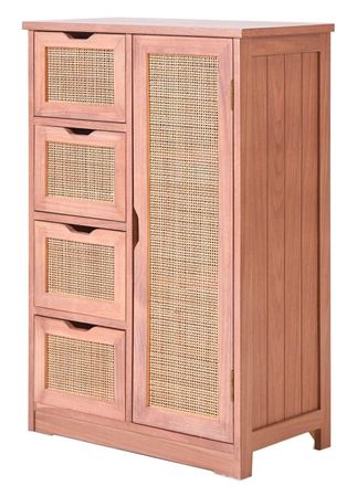 Nordlys Aparador mueble de almacenaje de madera de nogal y rat&aacute;n
