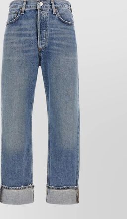 A Gold E classic denim trousers featuring folded cuffs