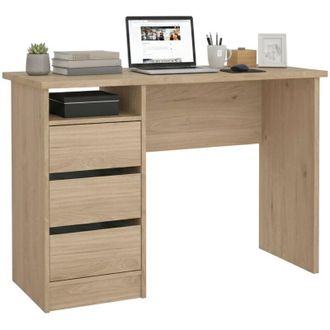 Dmora Scrivania Minette, Scrittoio multiuso, Tavolo per ufficio porta pc, Piano di lavoro, 110x49 h76 cm, Rovere - Dmora