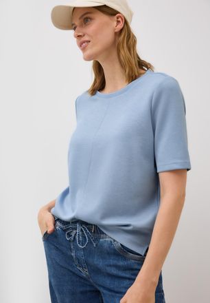 Cecil Sweatshirt CECIL, Damen, Gr. M (40), blau (mountain blau), Sweatware, Obermaterial: 48% Viskose, 45% Polyester, 7% Elasthan, unifarben, h&uuml;ftbedeckend,
