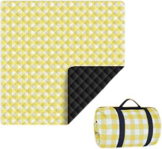 No Brand Manta De Picnic Plegable Extragrande Impermeable De 200x300 Cm (cuadros Amarillos Y Blancos)