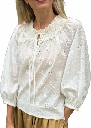 Loretta Caponi Zita Blouse In Flowery Plumetis