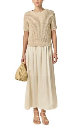 English Factory Mixed Media Cotton Blend Dress in Cream at Nordstrom, Size Medium