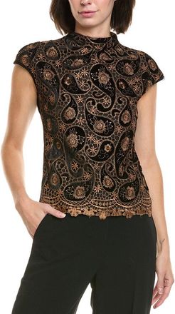 Gracia Floral Print Lace Work Sleeveless Top